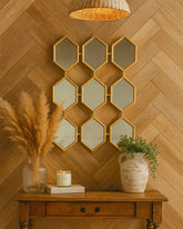 Decorative Honeycomb Gold Wall Mirror 92 x 130 cm | Fast UK Delivery